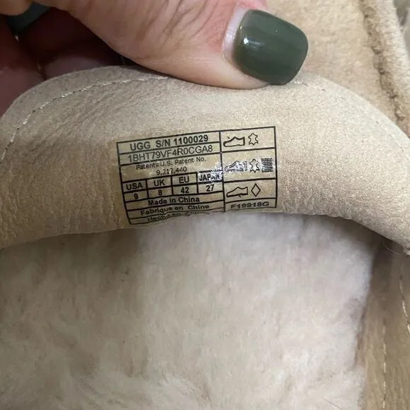 UGG ASCOT PINNACLE SAND SHEARLING HORWEEN LEATHER SHOE US 9