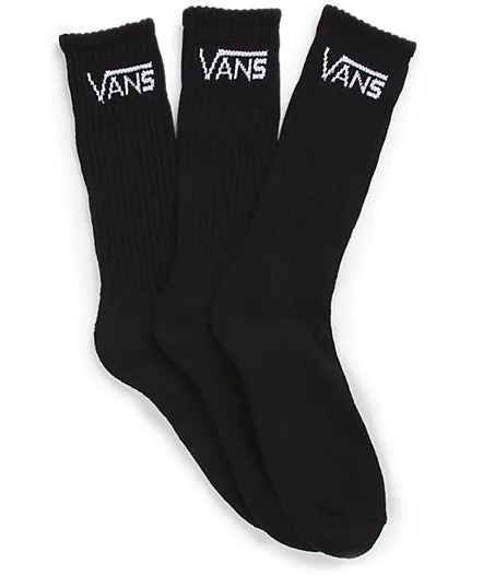 Vans Classic Crew Sock (Men's 6.5-9, 3PK) Black