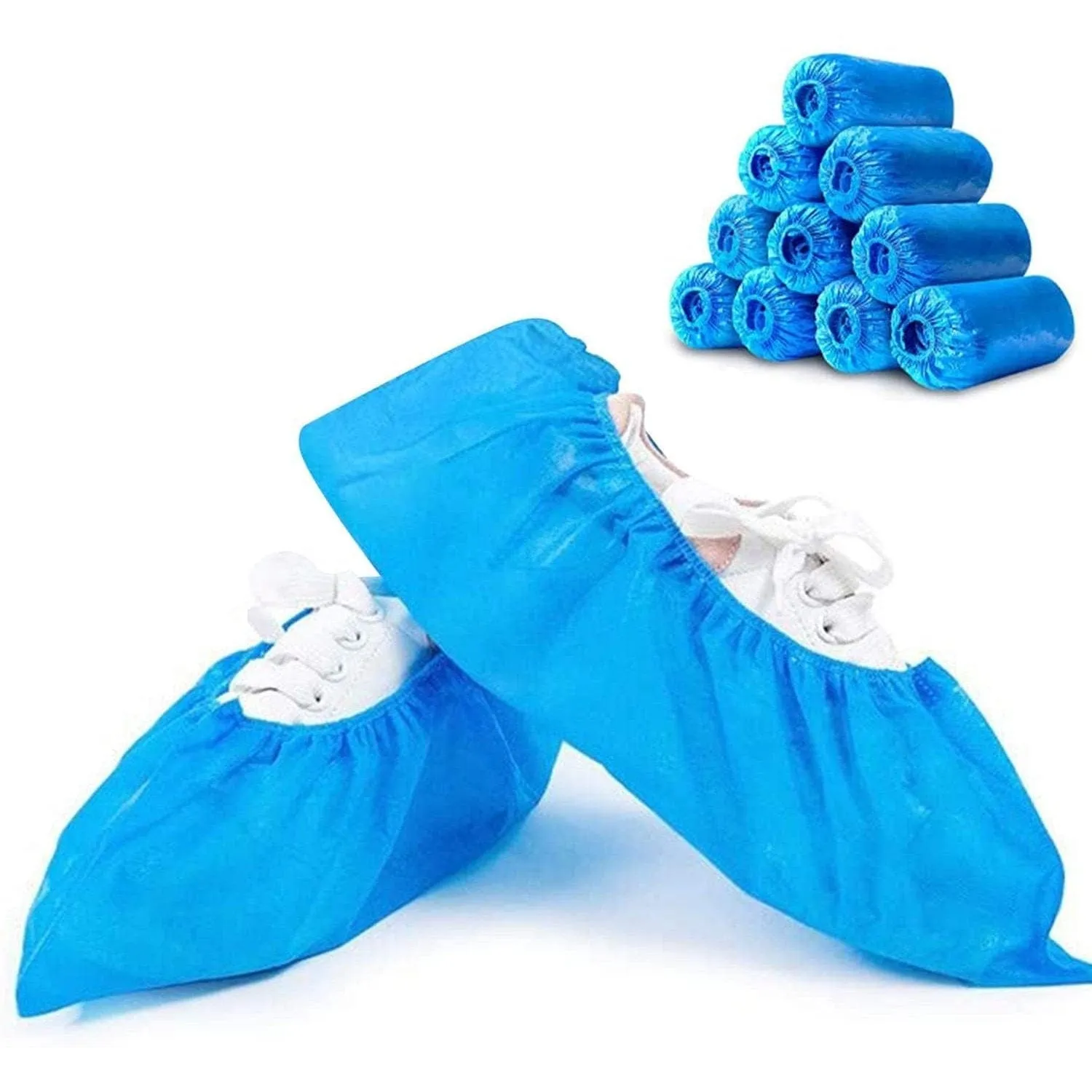 Waterproof Polythene 100-pieces Blue Disposable Shoe Cover