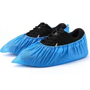 Waterproof Polythene 100-pieces Blue Disposable Shoe Cover