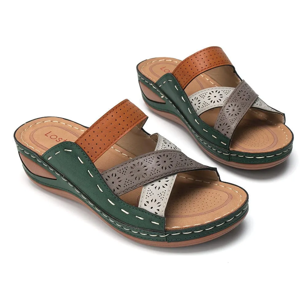 Women's Cross Strap Wedge Slides