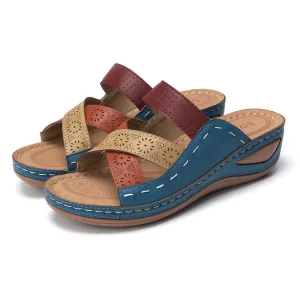 Women's Cross Strap Wedge Slides