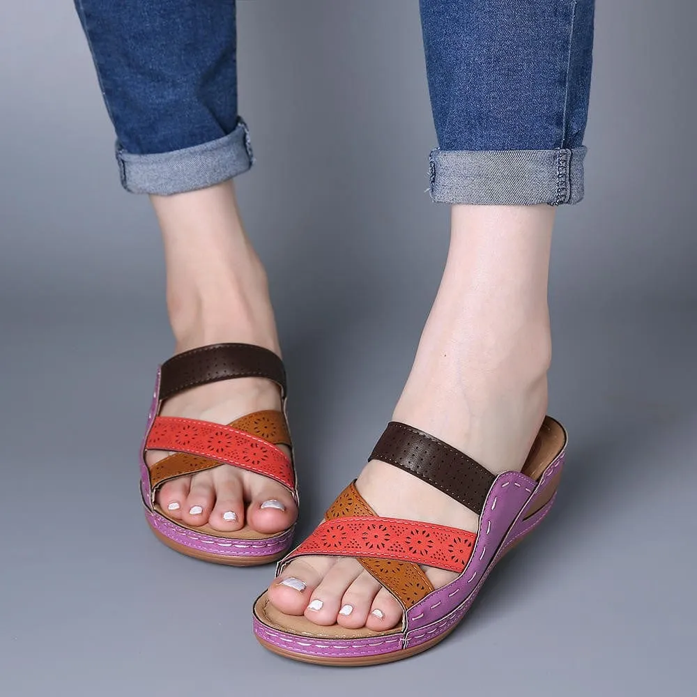 Women's Cross Strap Wedge Slides