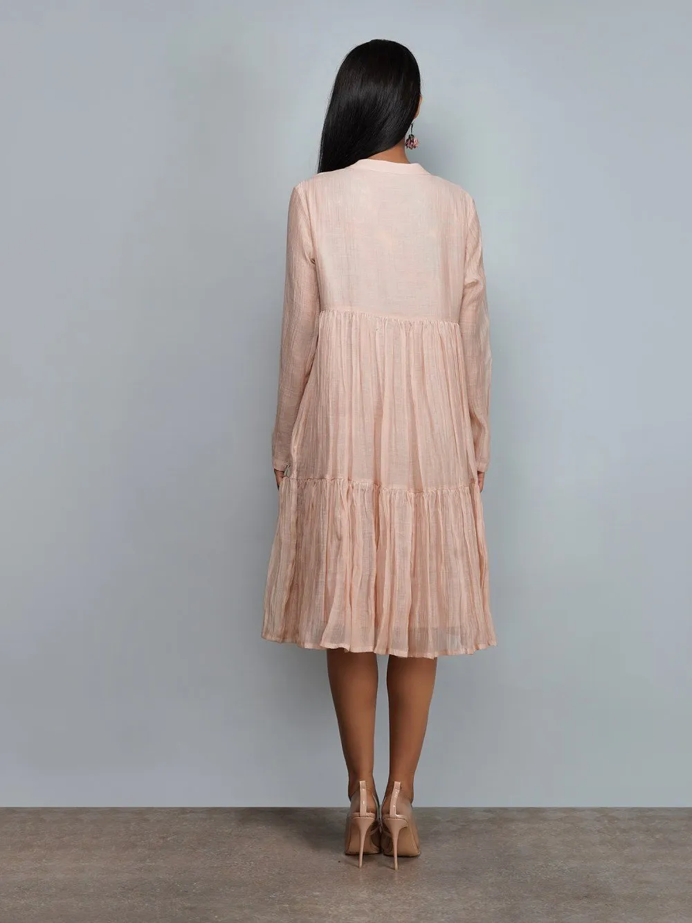 Yavi   I   Chanderi Solid Dress With Cotton Printed Slip